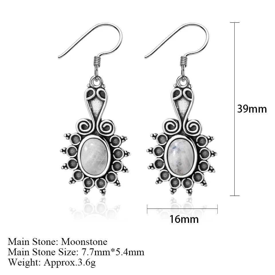 Женские серьги капли GUYINKU модные с натуральным лунным камнем 925 пробы подарок на
