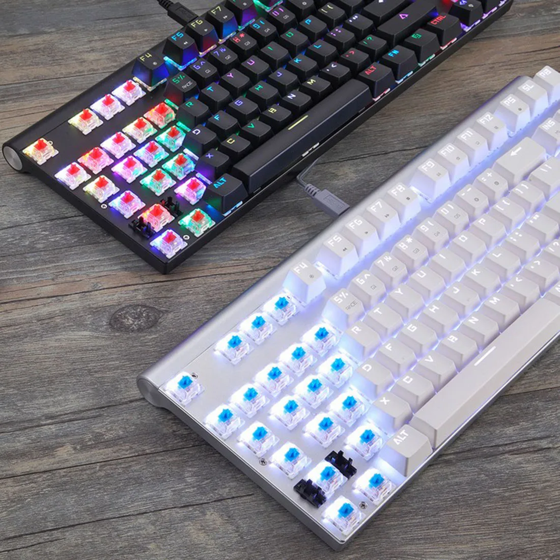 

CK101 87 Keys RGB N-Key Rollover Mechanical Keyboard For Office Gaming PC Laptop Notebook - Black (Blue /Red Switches)