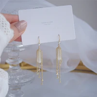 new 14k real gold opal exquisite tassel water drops stud earrings for women cubic zircon zc earrings