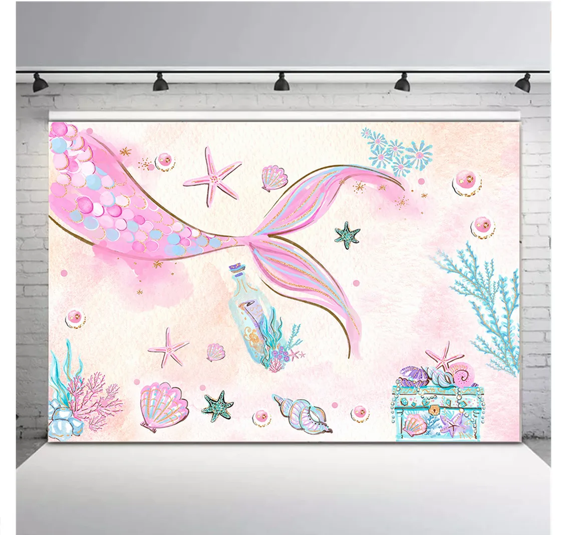 

Photography Backdrops Birthday Party Baby Shower Fairy Tale Seabed Princess Girls Desserts Table Decor Banner Photo Background