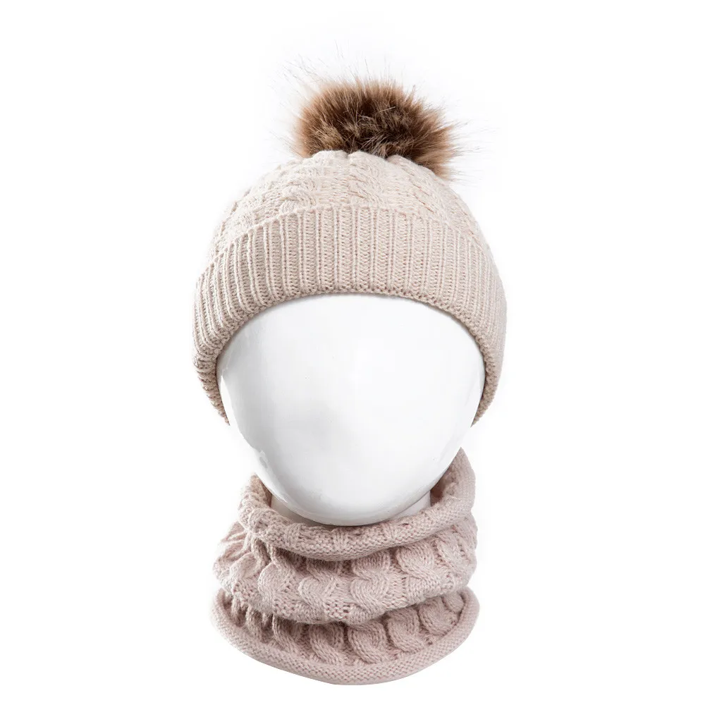 0-2 Years 2Pcs Set Baby Newborn Kids Girls Boys Hat Winter Warm Knitted Wool Hemming Beanie Cap+Scarf Keep for Hats | Детская одежда и