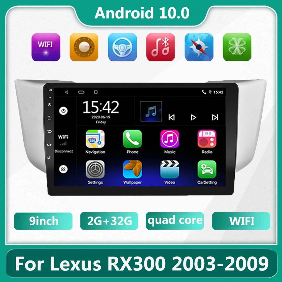 

Автомобильный радиоприемник, мультимедийный проигрыватель, GPS, 2DIN, для Lexus RX300 RX330 RX350 RX400H II 2 2003-2009, для Toyota Harrier XU30 II 2 2003-2013