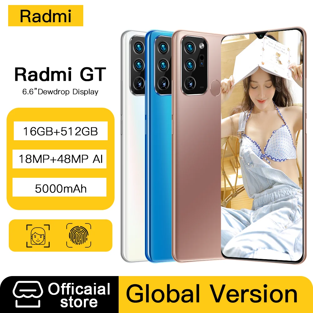 

[World Premiere] Radmi GT 6.6 Inch MTK 6889 5G 12GB 256GB/512GB Global Version phone 120Hz 5000mAh 48MP Triple Camera Smartphone