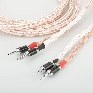 high quality 12tc speaker cable occ copper audiophile speaker cable hifi banana to spade loudspeaker cable free global shipping