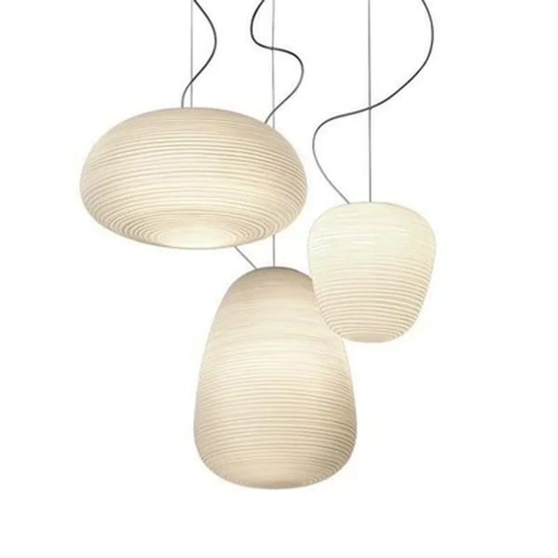Nordic Creative White Glass Whorls Hanging Lamp Foscarini RITUAL E27 Pendant Light For Dining Room Living Room Bar Restaurant