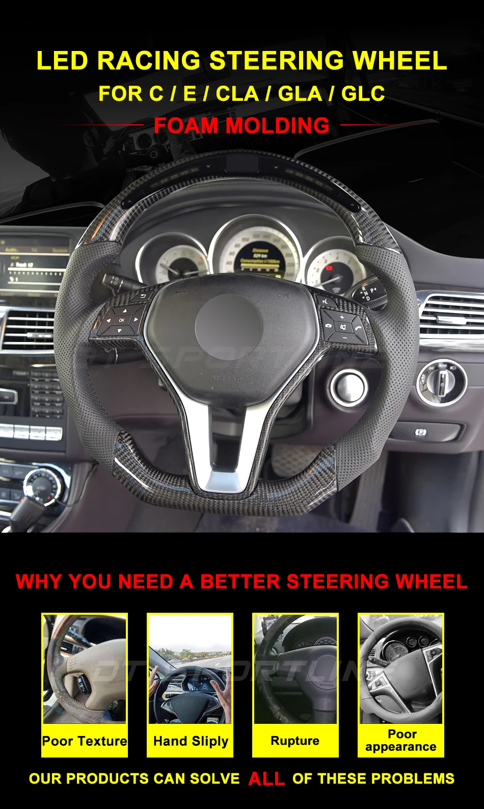 Светодиодный руль, совместимый для Mercedes Benz X156 X204 C117, X117 W218, X218 R231 GLA AMG светодиодный дисплей