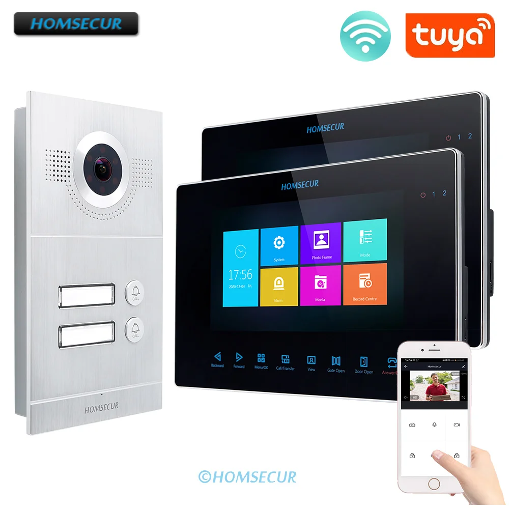 HOMSECUR 7 &quotWI FI видео телефон двери внутренной связи Системы с Запись для семьи 2 BC121HD