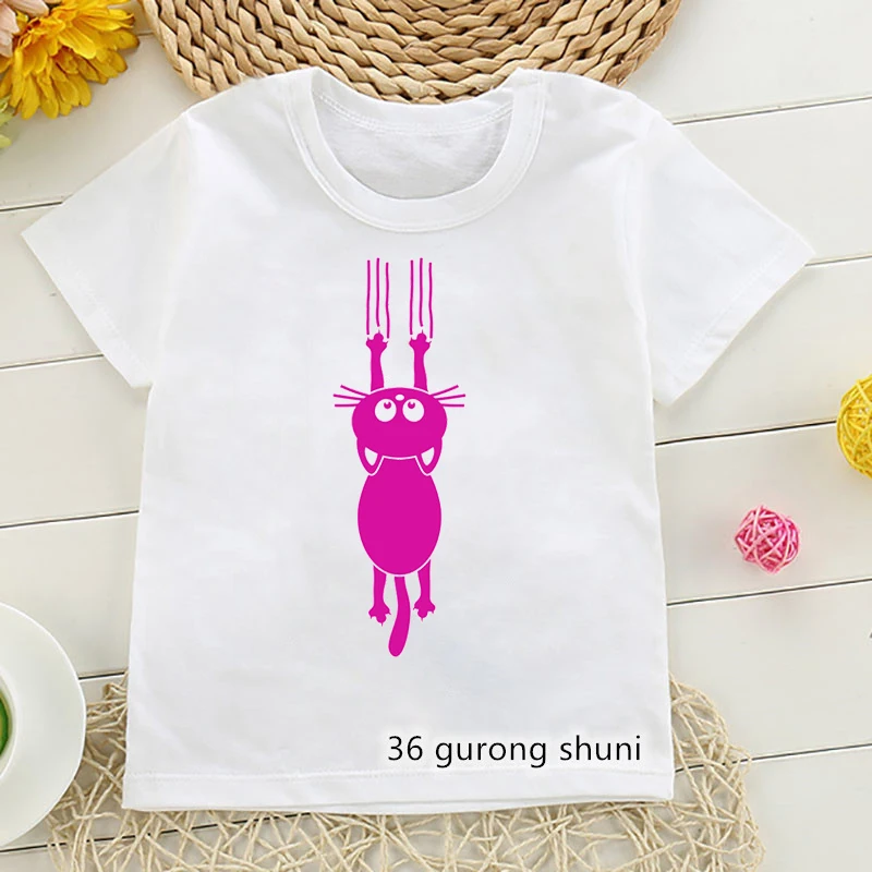 Funny Mouse Print T-Shirt Girls/Boys Pink White Kids Clothes For Teenagers Oversized Tshirt Harajuku Kawaii Children Clothing
