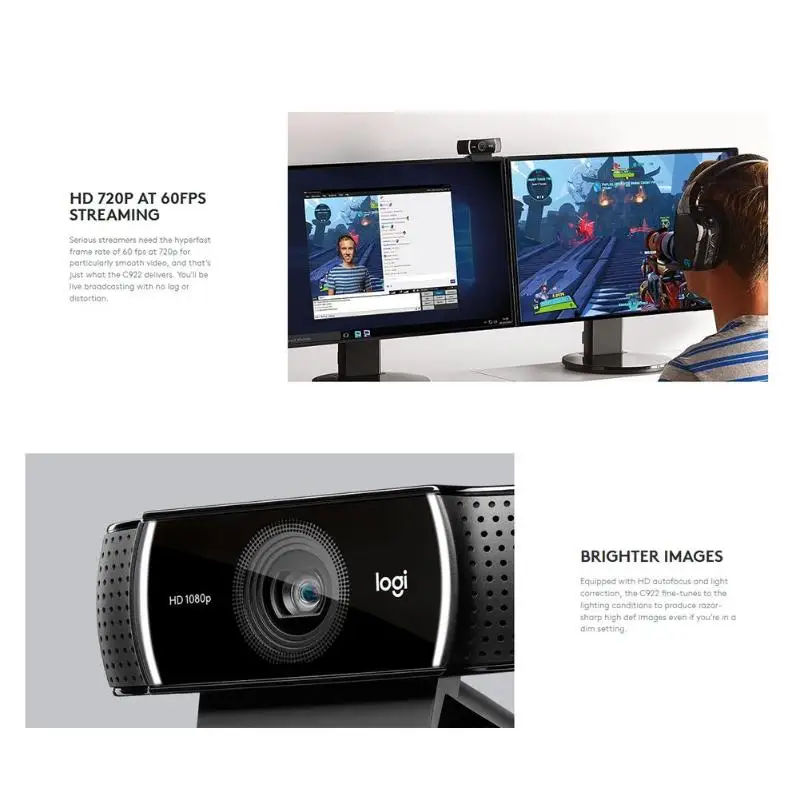 Веб-камера logitech C922 PRO 1080P Full HD видео поток Автофокус анкер веб-камера фоновый переключатель Встроенный двойной микрофон со штативом