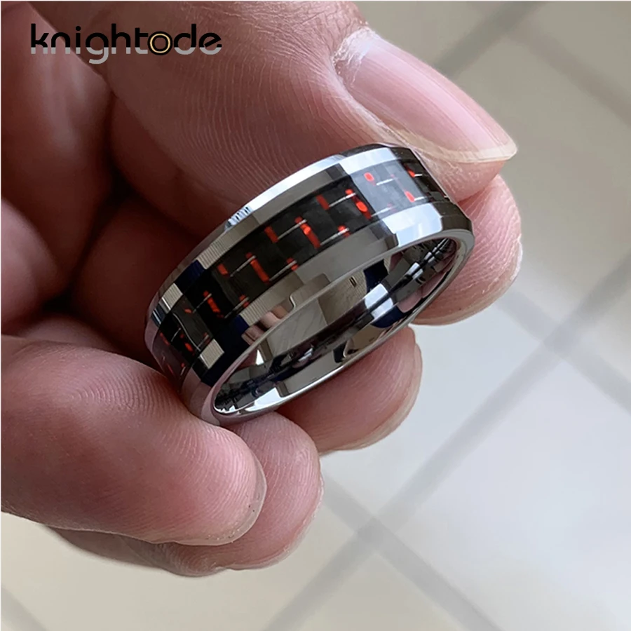 8 мм высокое качество карбида вольфрама обручальное кольцо черный/красный