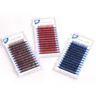 Ресницы для наращивания из искусственной норки, индивидуальные разноцветные ресницы разных цветов, 12 рядов 0,070,108-15 мм, Омбре, синие фиолетовые ресницы для наращивания