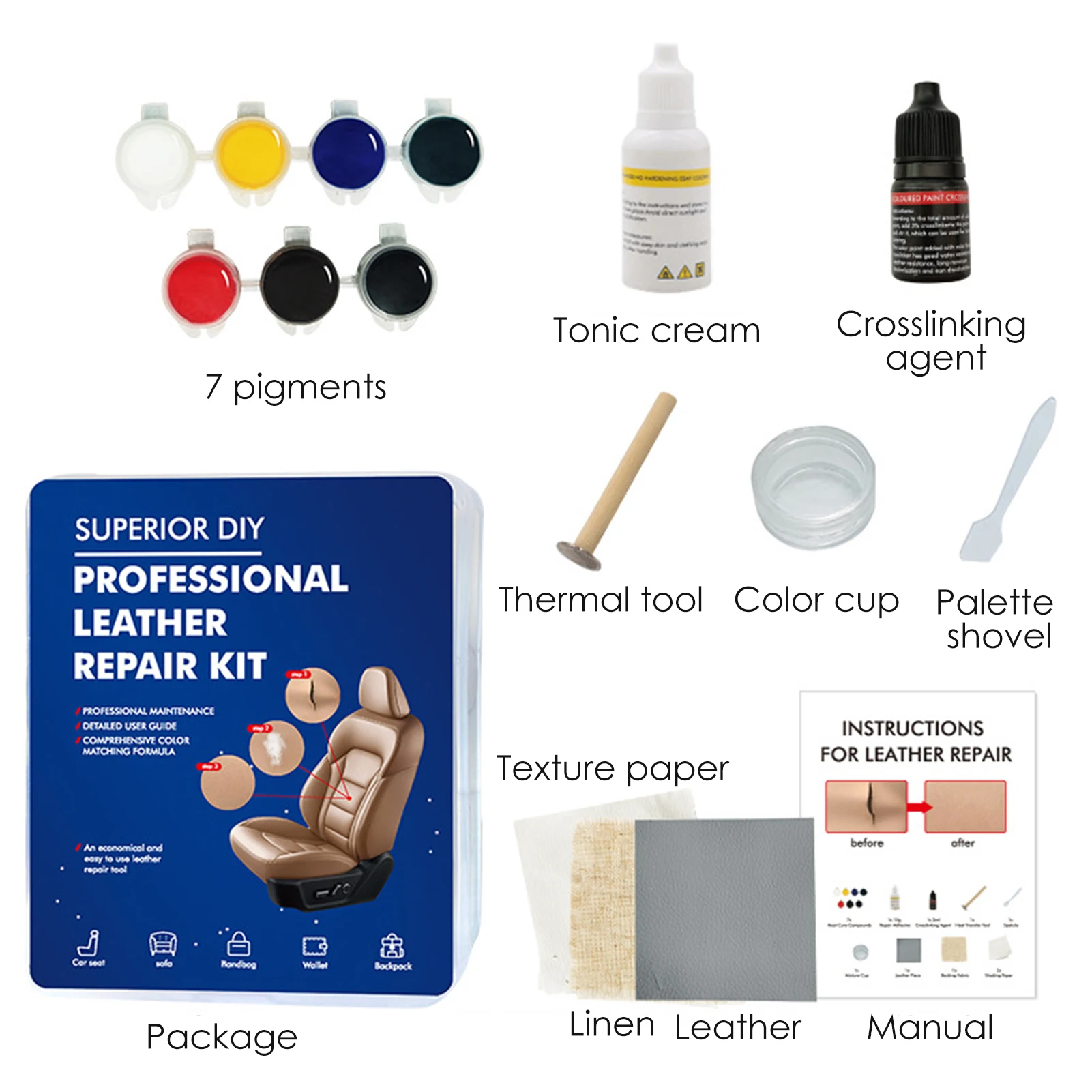 

DIY Leather Vinyl Repair Kit Car Leather Repairing Tools