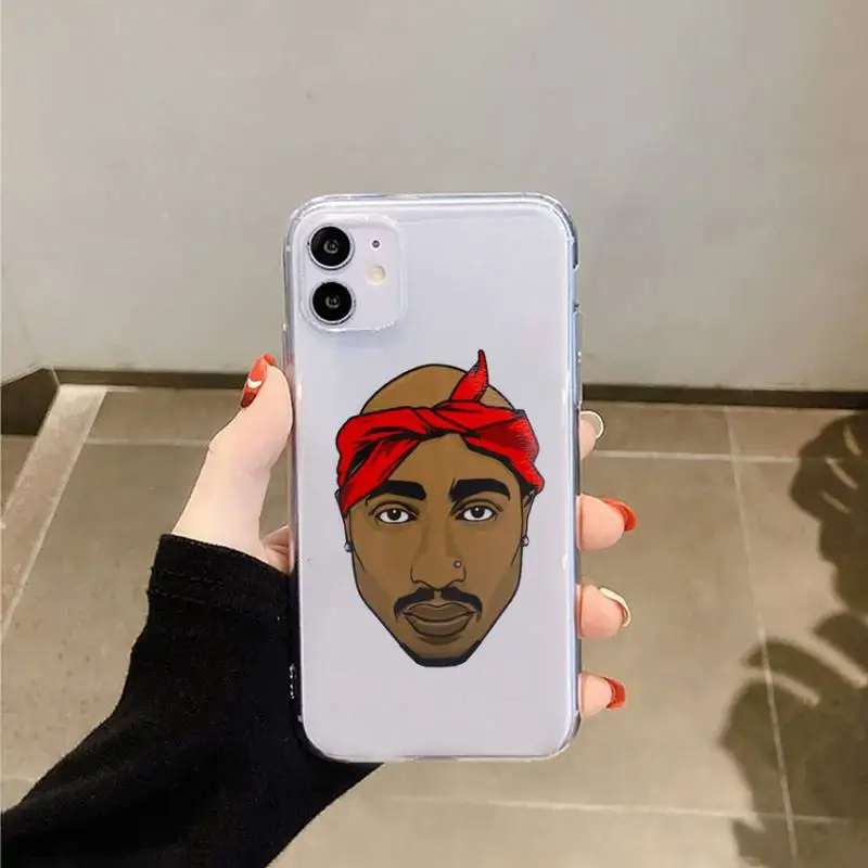 

Rapper 2Pac Makaveli Tupac Amaru Phone Case Transparent for Clear iPhone case 11 12 mini pro XS MAX 8 7 6S Plus X 5S SE 2020 XR