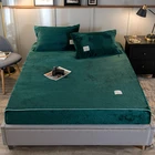 Зимний однотонный теплый наматрасник из мягкого бархата, четырехугольный наматрасник на резинке, простыни, наволочки # s