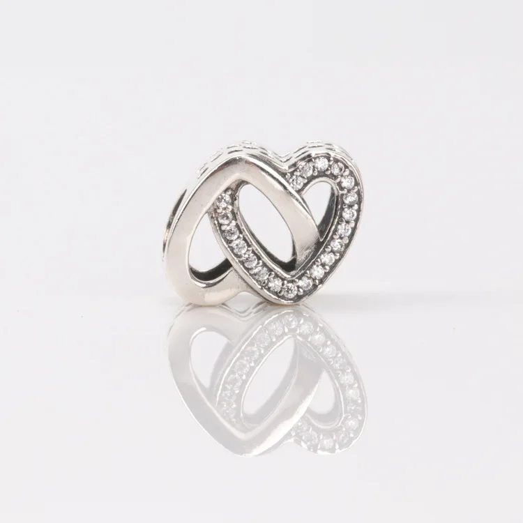 

Genuine 925 sterling silver Tangle of love, twin hearts blending beads fit original bracelet DIY Jewelry