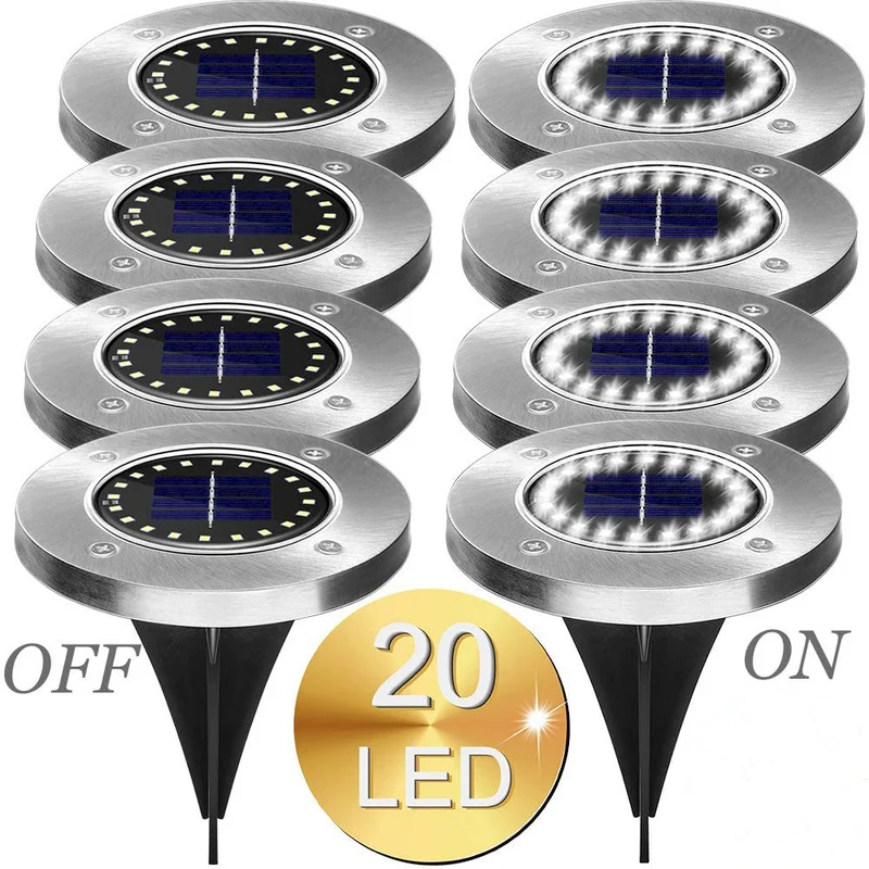 

4/20Leds Solar Underground Light Outdoors Waterproof Street Garden Decoration Buried Stair Lamp Lawn Lamp Decorative Lights