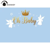 allenjoy photographic background baby shower golden crown angel boy birthday photophone for baptism party backdrop photocall