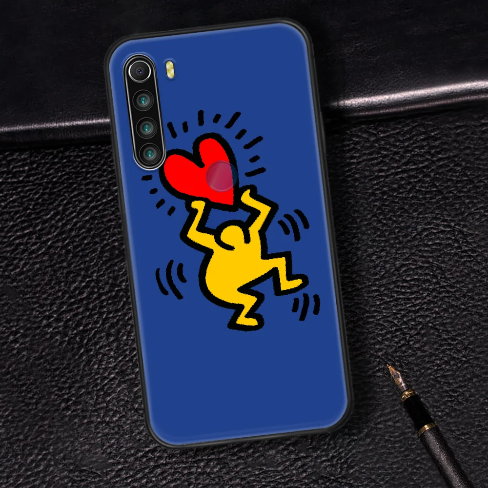 

Keiths Haring Art Style Graffiti Phone Case Cover Hull For XIAOMI Redmi 7 7A 8 8A 9 9C Note 6 7 8 9 9S K20 Pro K30 black Back 3D
