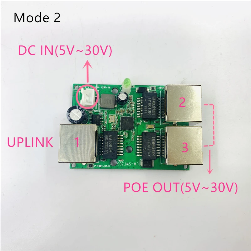 Реверсивный источник питания POE коммутатор IN/OUT5V/12V/24V 75W/2 = 38 5 W 100mbps 802.3AT 45 + 78- DC5V ~ 30V