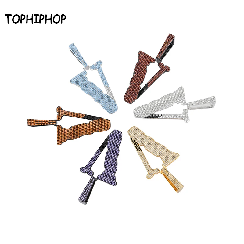 

TOPHIPHOP Iced Zircon Letter Pendant Necklace Dense Inlaid AAA Cubic Zirconia Gold Silver Fashion Jewelry Gift Women Necklace