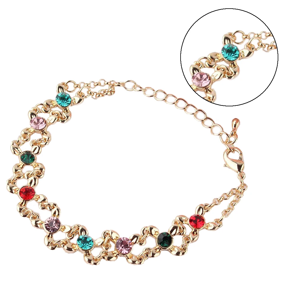Модные красочные браслеты с кристаллами для женщин женский золотой