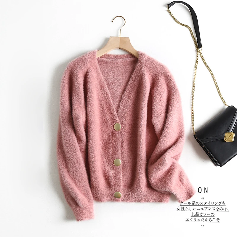 Женский кашемировый кардиган на пуговицах с V-образным вырезом |