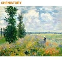 chenistory frame field landscape diy painting by numbers kit canvas painting home wall art decors paint by numbers for art gift