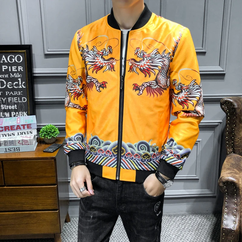 Vintage Jacket Men Floral Bomber Patchwork Lattice Long Sleeve Zipper Jackets Coat Men's Pilot Plus Size M-5XL | Мужская одежда