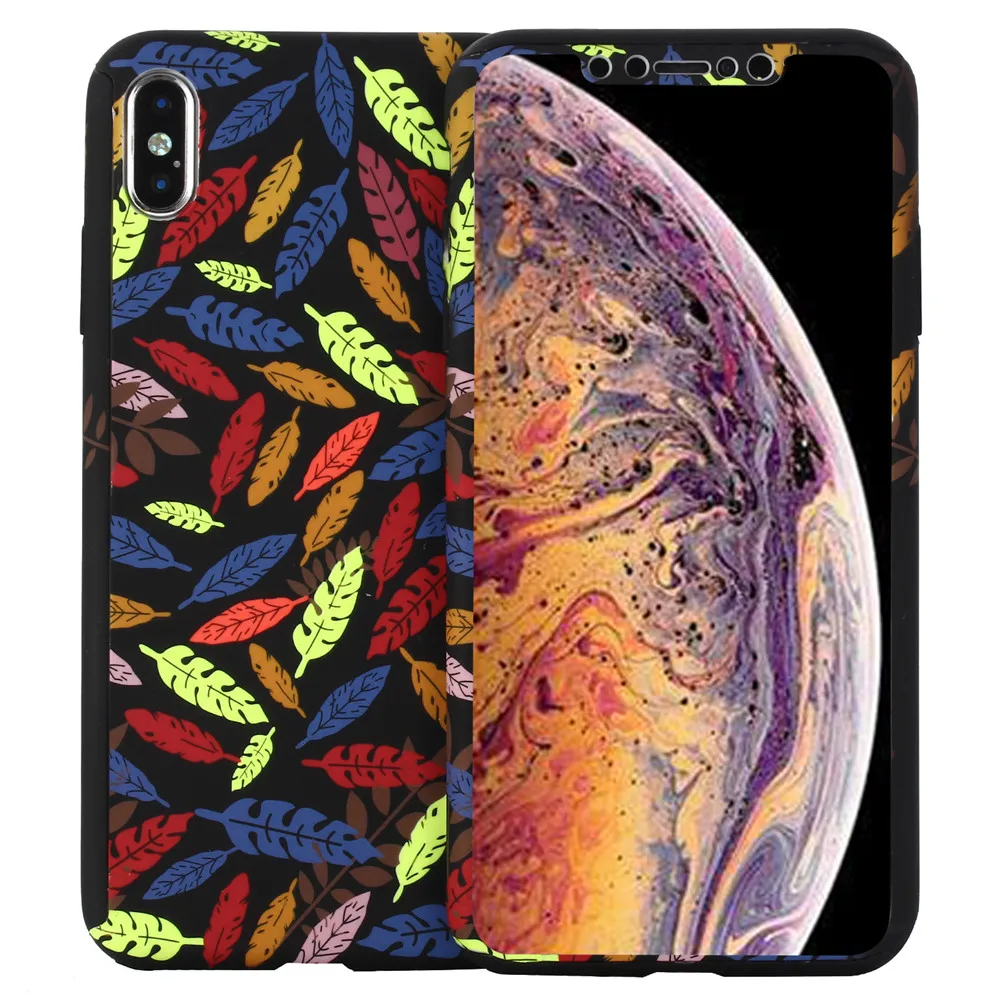 for iPhone 6 6S 7 8 Plus 5 5S SE X XS MAX XR Hard Plastic Case Flower Leaf Marble Stone Painted 360 Degree Full Body Protection |