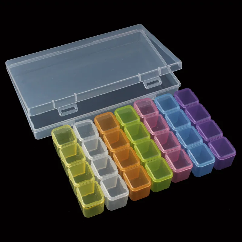 

28 Slots Diamond Painting Tools Box Embroidery Organizer Storage Case Container Cross Stitch Sewing Accessories Nail Art