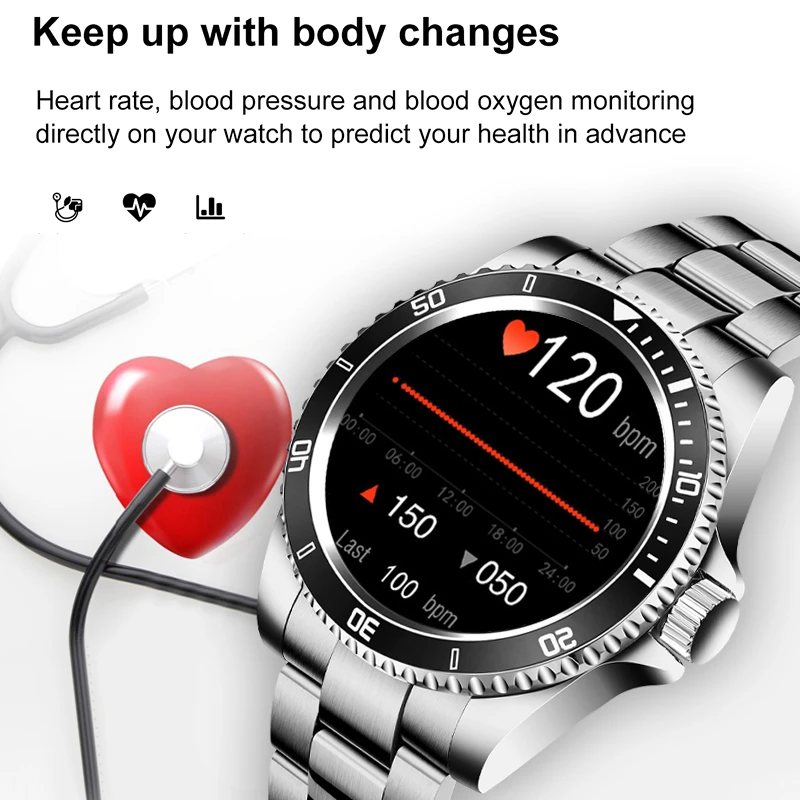 LIGE New Men Smart watch with LED Full touch screen For Android IOS heart rate Blood pressure monitor waterproof Fitness | Электроника