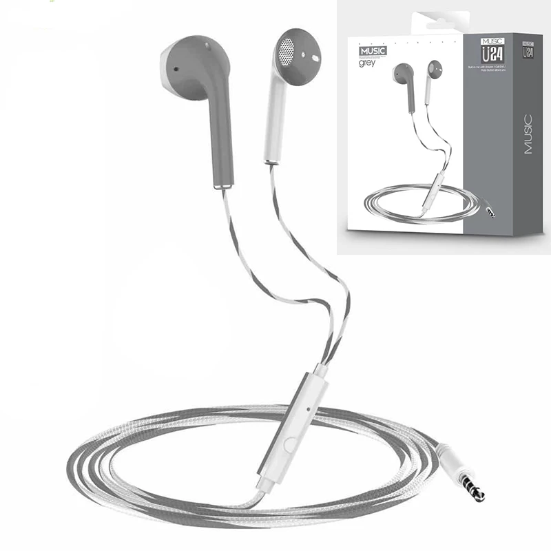 u24 wire stereo earphone 3 5mm in ear headphone running music game earphone noise cancel for mobile phone pc pad laptop with mic free global shipping