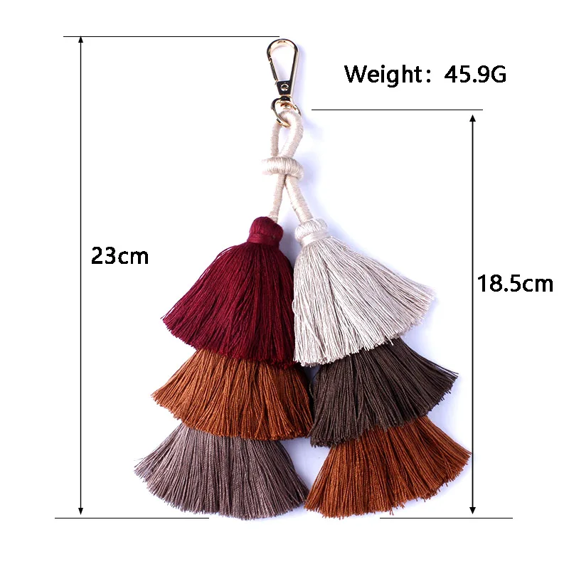 Оригинальный дизайн 3-слойный двойной хлопковый брелок для ключей женский сумки