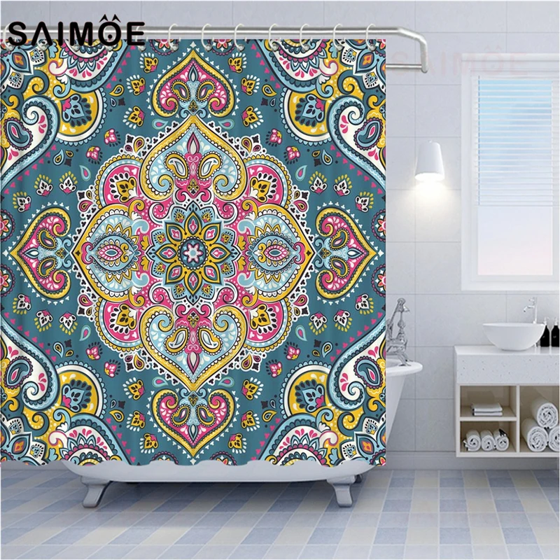 Занавеска для душа SAIMOE с геометрическим узором s занавеска в индийском стиле