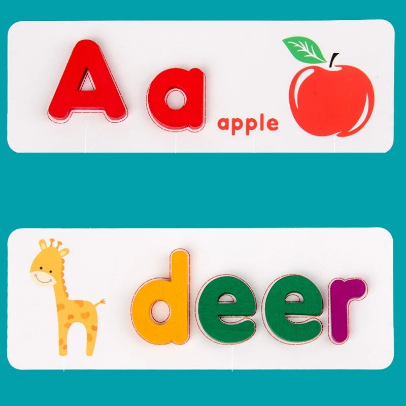 

Wooden Alphabet Letter Learning Cards Early Education Toy English Word Letters Spelling Card for Kids