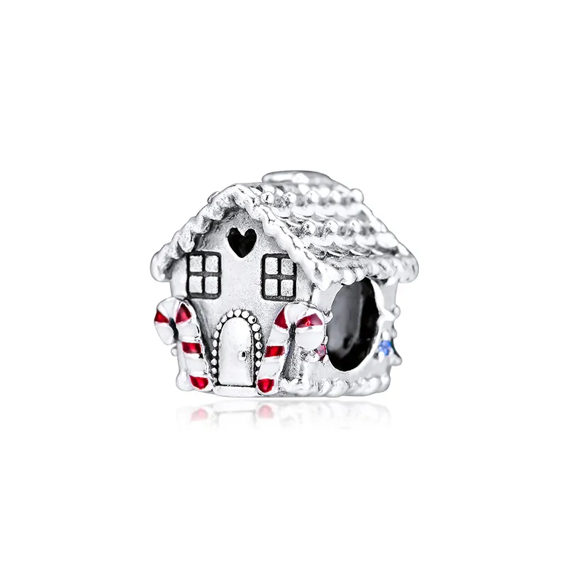 

Red & Green Gingerbread House Charm Beads for Jewelry Making New 925 Sterling Silver Beads for Charm Bracelet Winter Jewellery