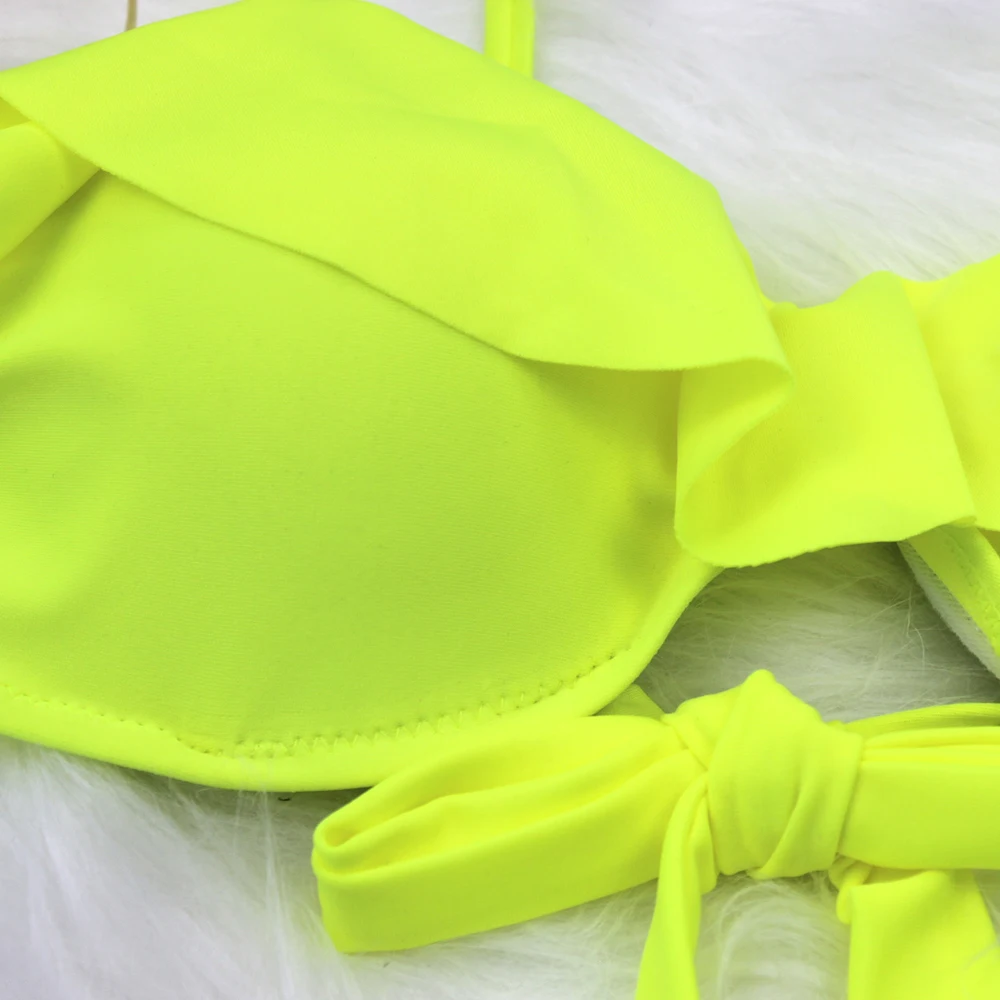 Купальник Gossina женский с оборками комплект бикини пикантные желтые летние