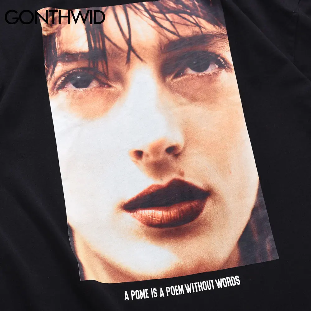 

GONTHWID Tees Shirts Hip Hop Poster Print Short Sleeve Tshirts Streetwear Hip Hop Casual Punk Rock Tshirts Harajuku Cotton Tops