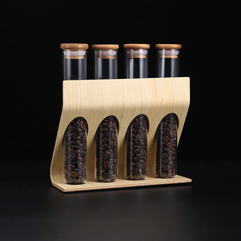 Креативная деревянная витрина для кофе зерен цветов чая стойка канистра злаков