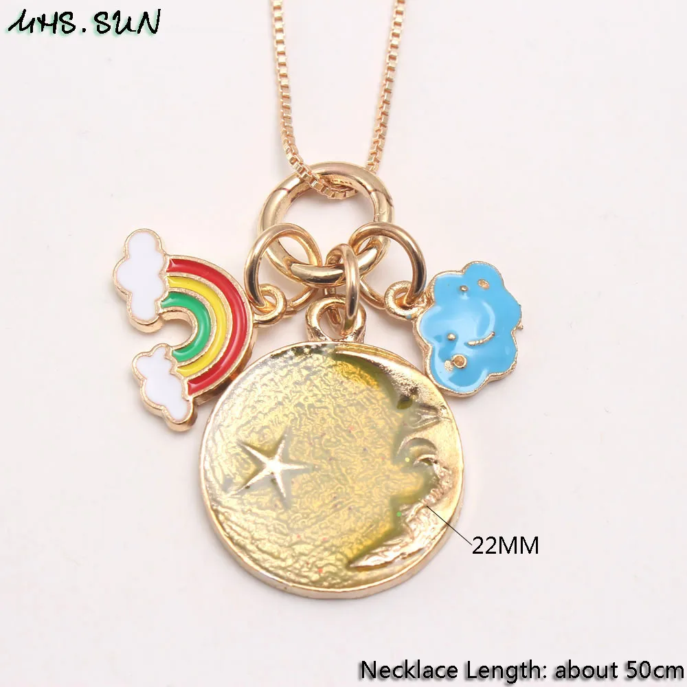 Медальон с изображением Новейшей Луны и Звездного Неба на цепочке для девочек-младенцев.