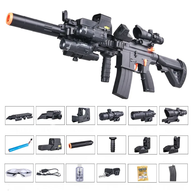 Горячая Распродажа ручная работа M416 Золотой Киль Кожа Жесткий водяной пистолет Рождественский подарок высокое качество большой электрический игрушечный пистолет детский подарок
