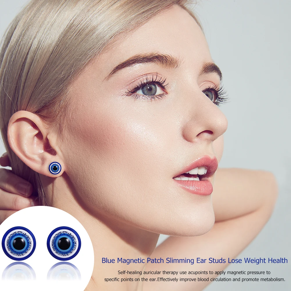 1 пара синие магнитные серьги для похудения пластырь потеря веса здоровые