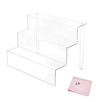 acrylic riser stand shelf display counter shoes jewellery 3 steps acrylic display for decoration organizer small 3 tier