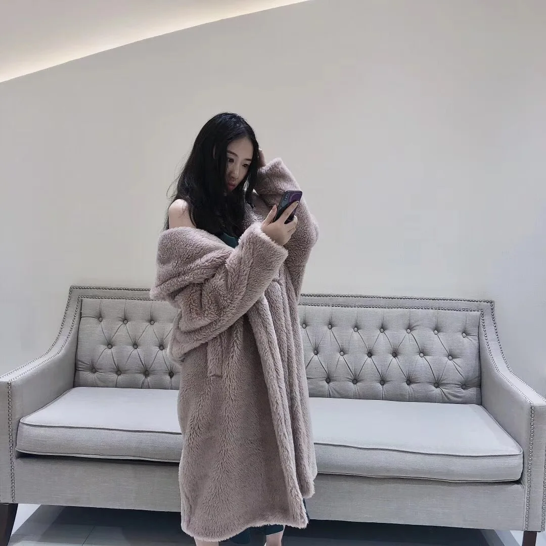 Instagram популярная зимняя верхняя одежда, зимнее пальто, настоящая оторочка из овечьей шерсти, пальто для женщин