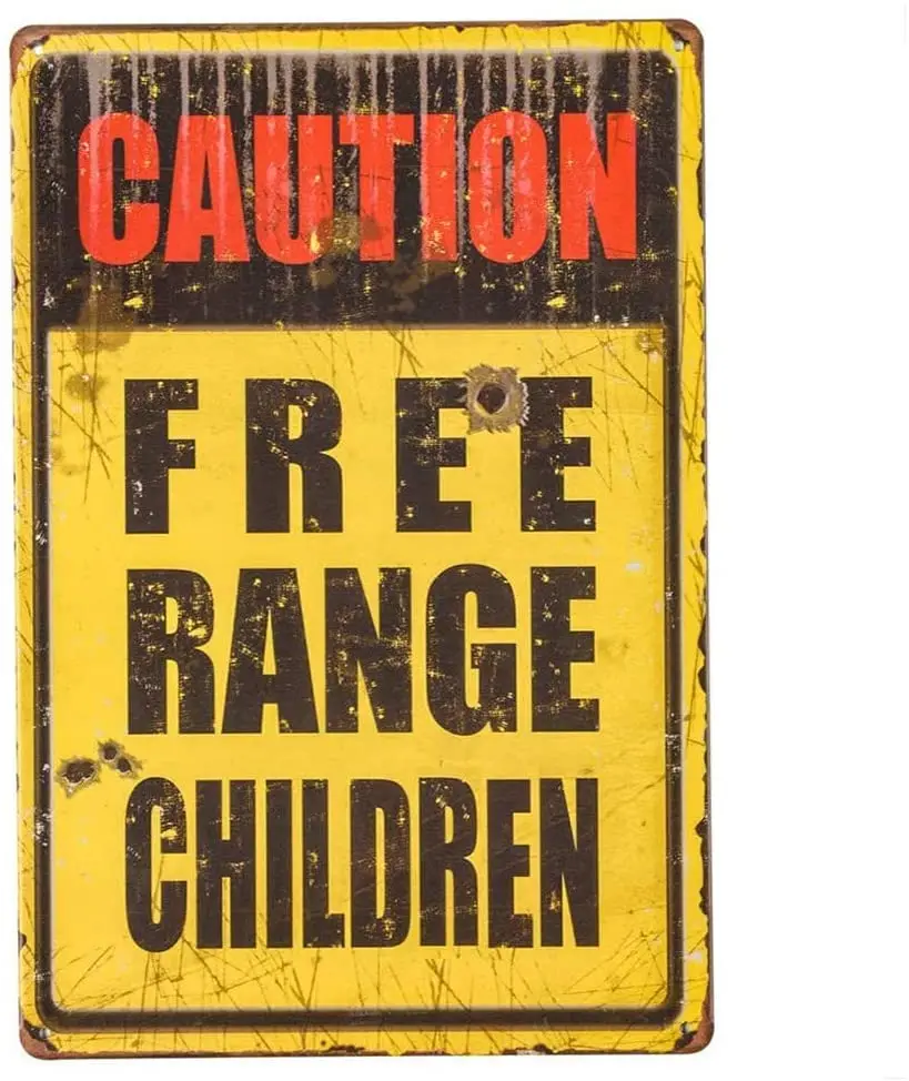 

Caution Free Range Children Metal Aluminum Sign Wall Decor Man Cave Bar