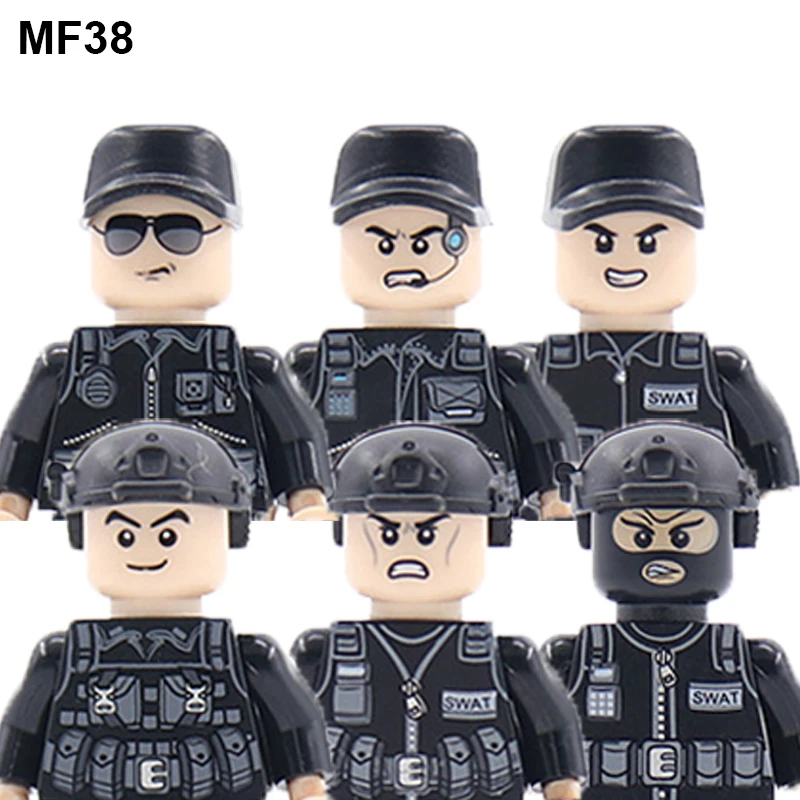 

Фигурки солдат городской полиции, армии, Минифигурки, спецназ, военное оружие, шлем, мини-кирпичи, игрушки для детей