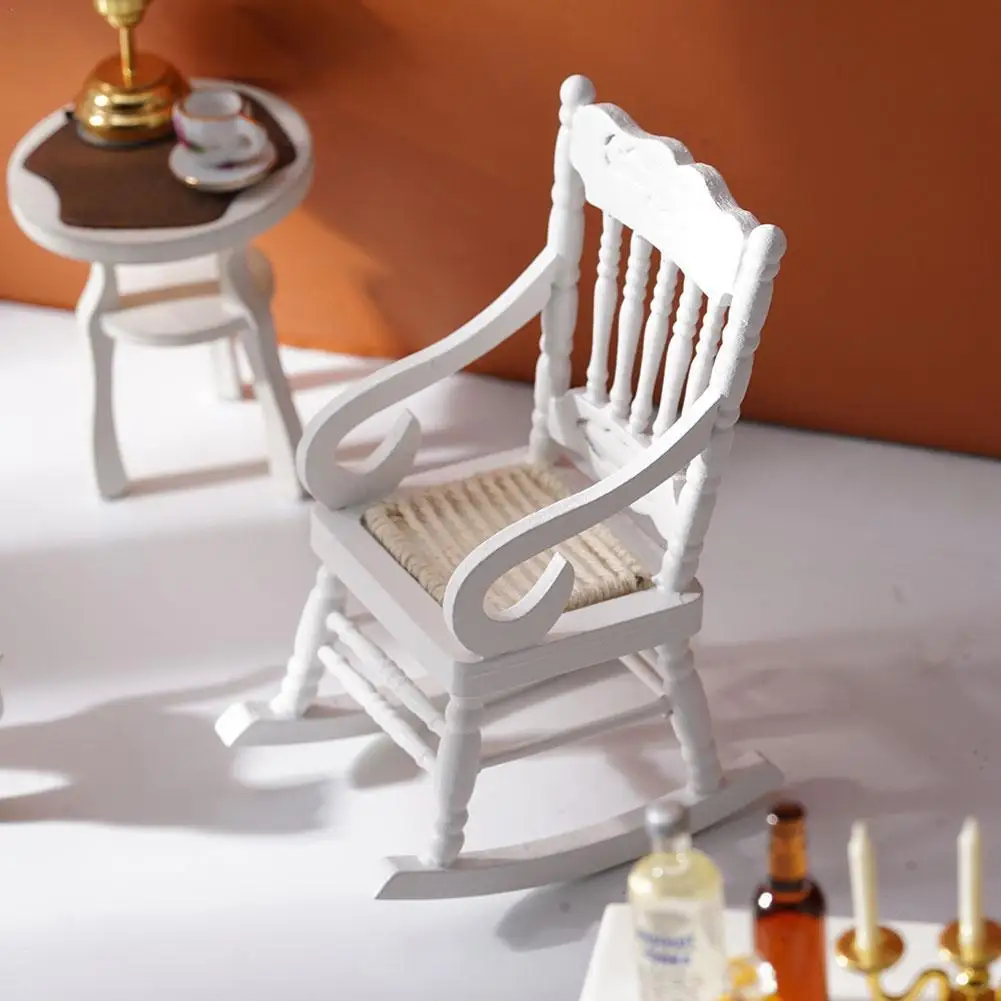 

Kawaii Dollhouse Wooden Furniture Model Set Simulation Toys Chair Rocking Sale Miniature Toy House Furniture Hot