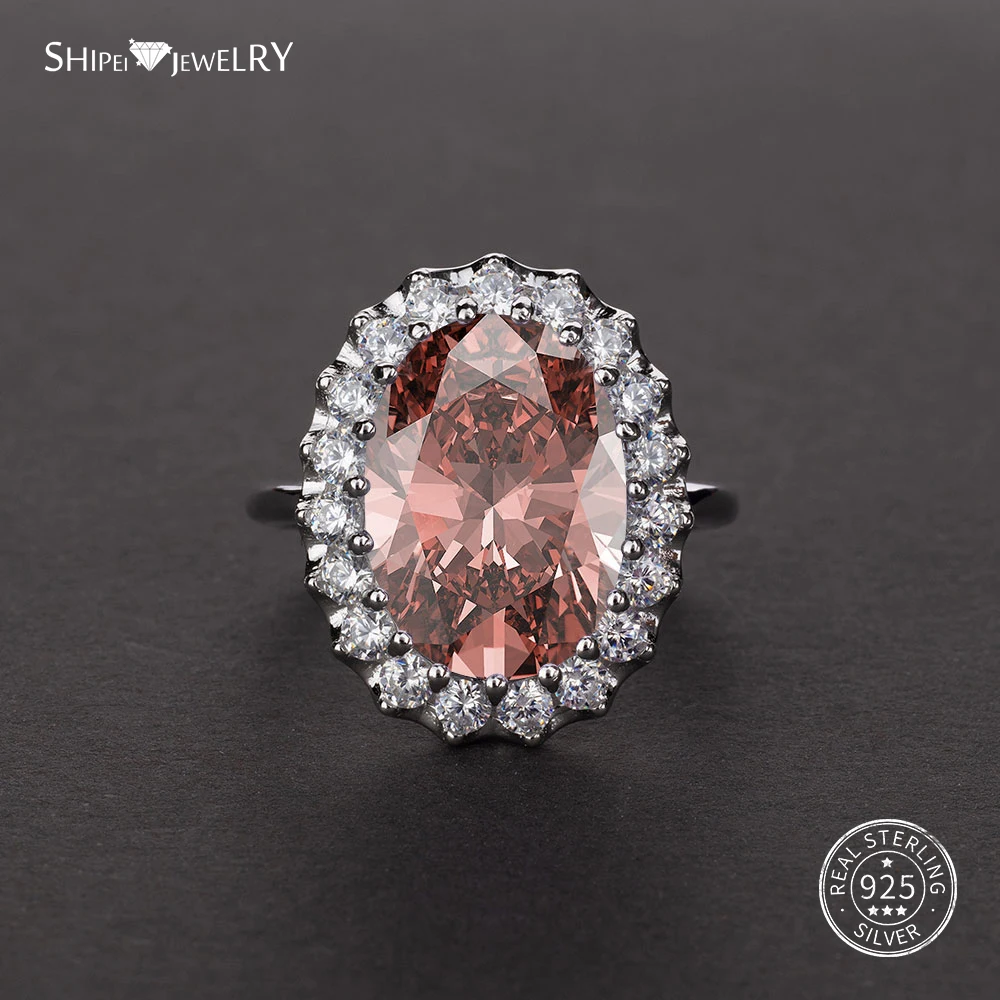 Обручальное кольцо Shipei Coctail обручальное из 100% серебра 10*14 мм с сапфиром Moissanite