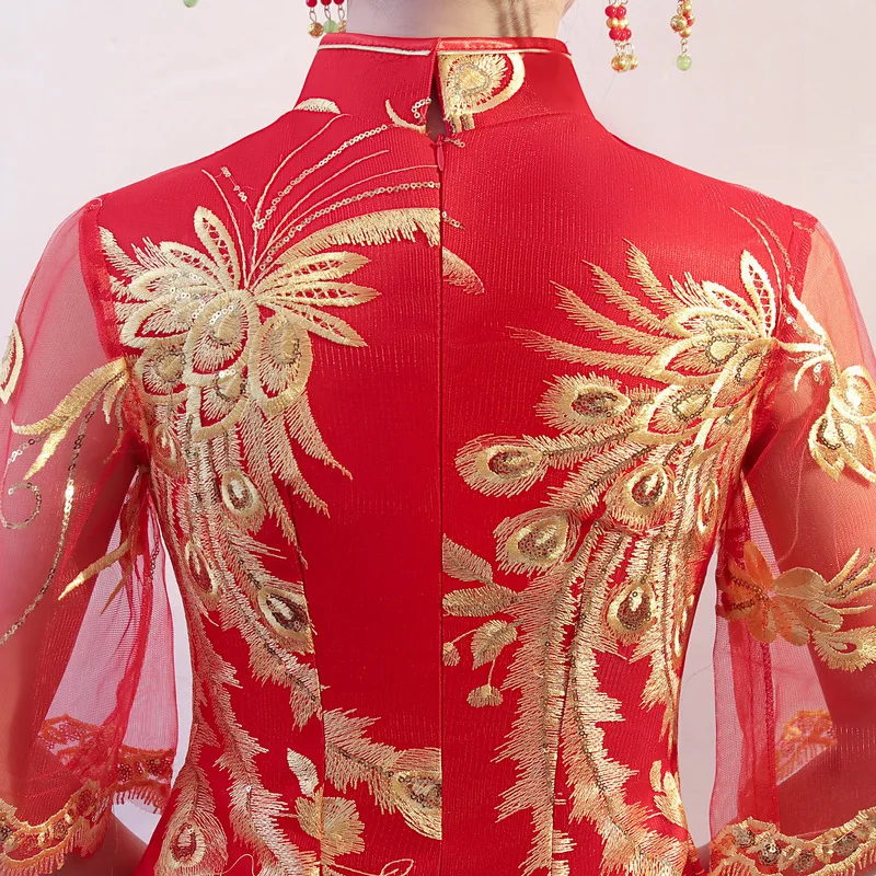 

Dress for Toast Bride Cheongsam 2019 New Spring and Summer Wedding Chinese Dress Female Slim Slimming Red Chinese Traditional