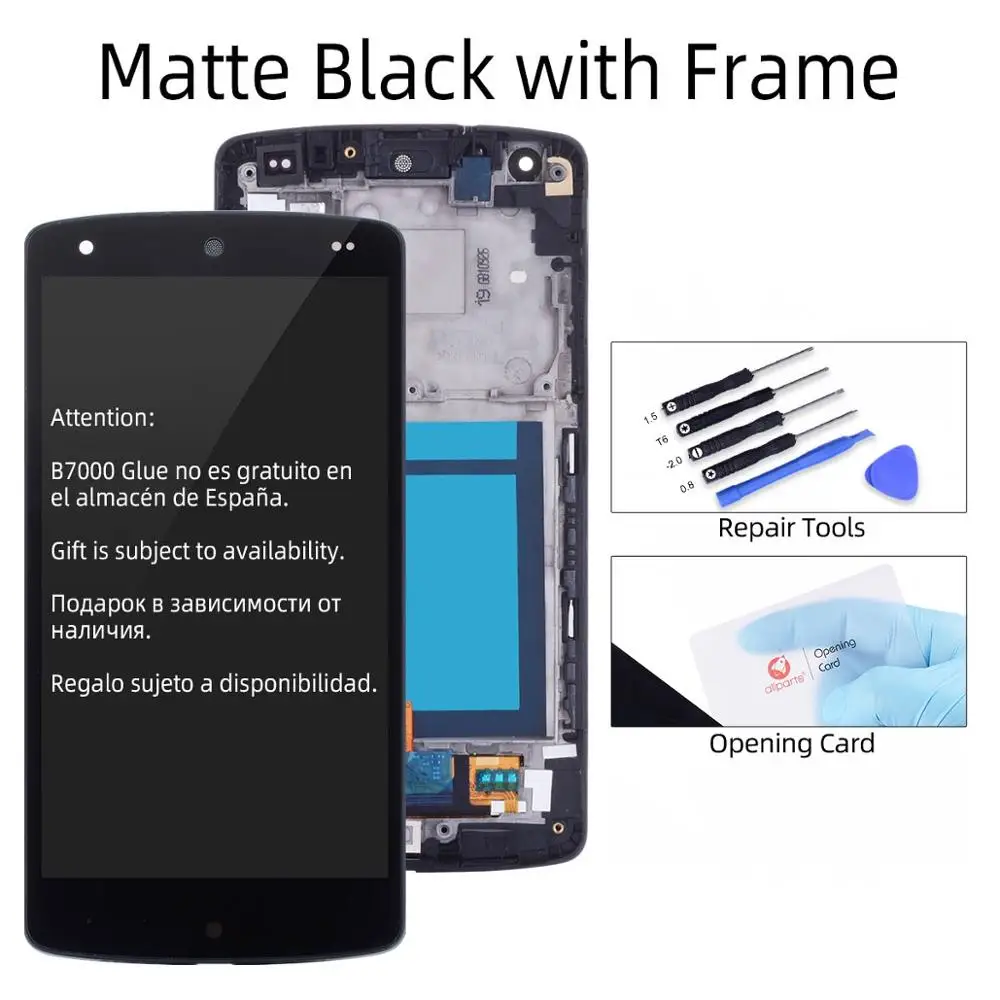 matte Black Frame Дисплей для LG Nexus 5 D820 D821 LCD в сборе с тачскрином на рамке матовый черный Ярко черный черный красный - Цвет: matte Black Frame